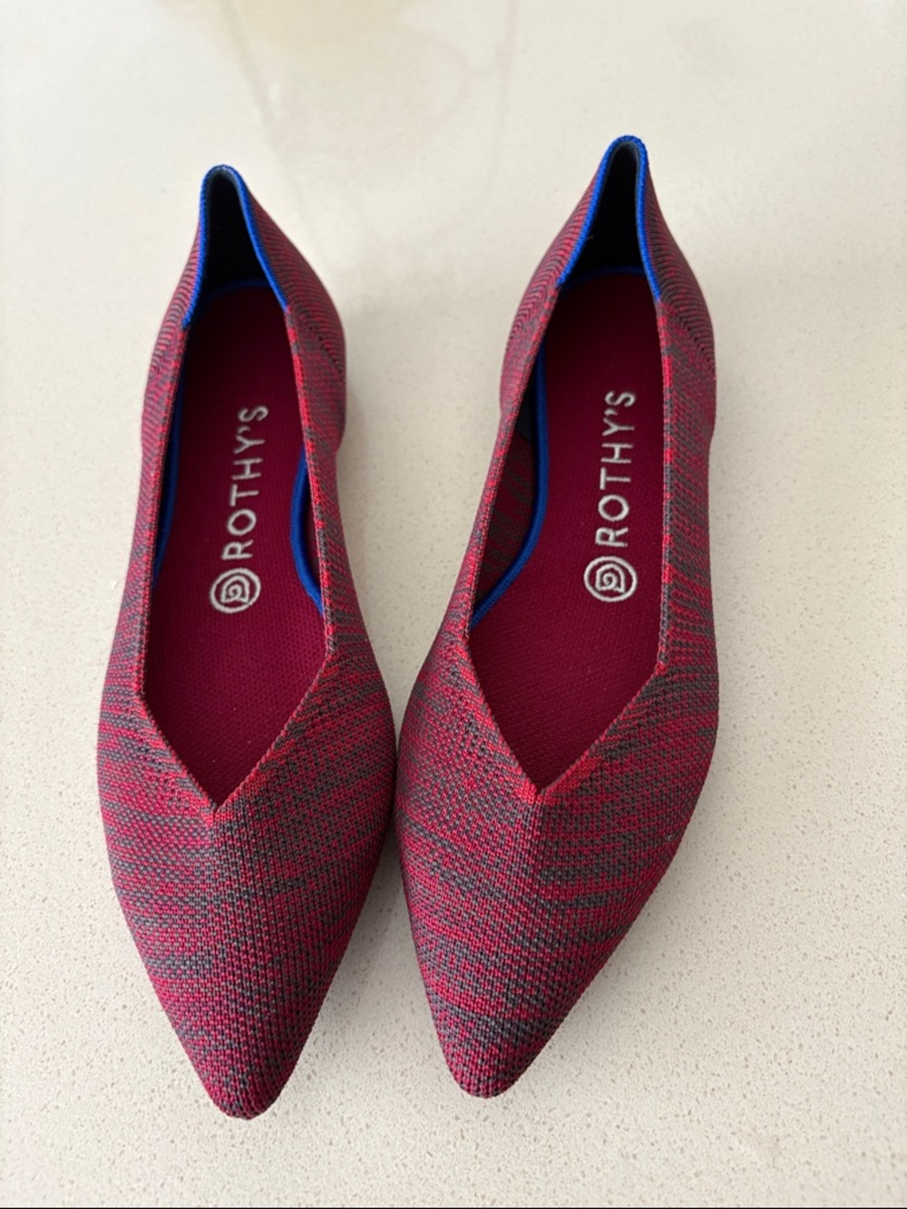 Rothy's Women's Burgundy Knit Pointed-Toe Flats